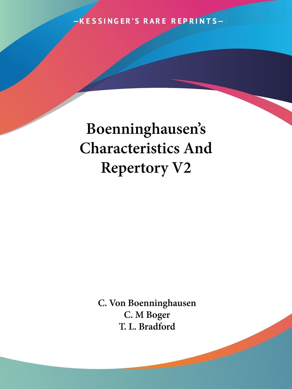 Boenninghausen s Characteristics And Repertory V2 - Boenninghausen, C. Von