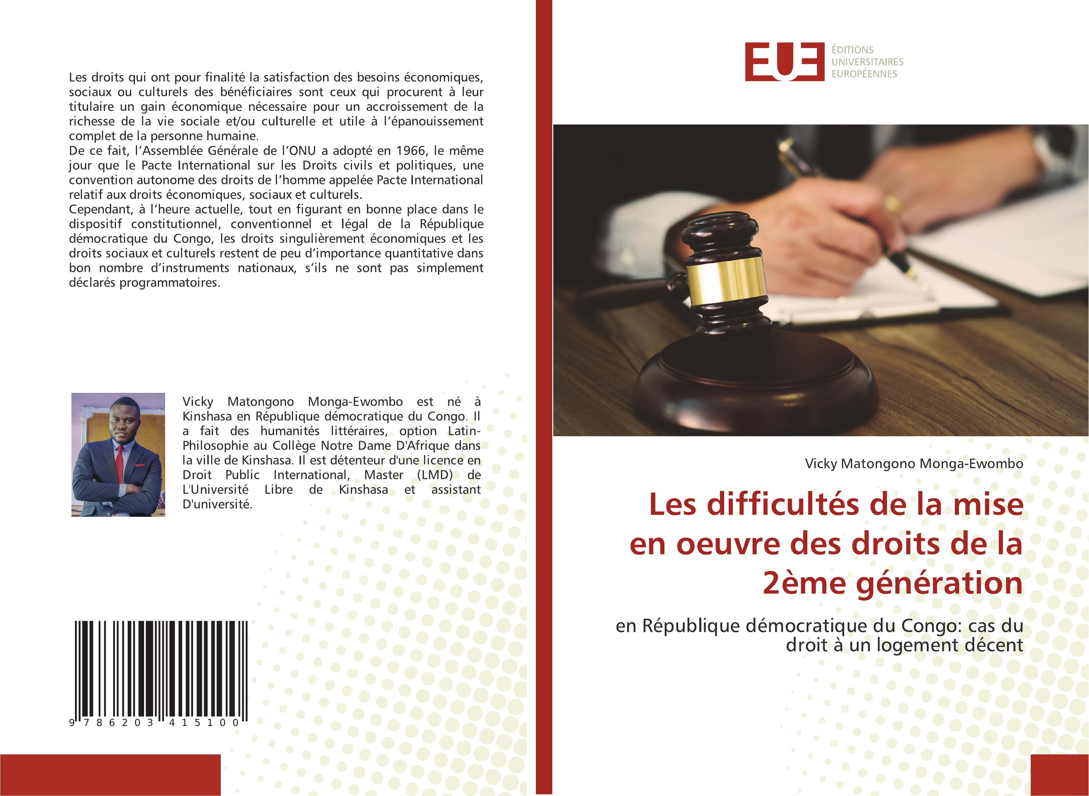 Les difficultés de la mise en oeuvre des droits de la 2ème génération - Vicky Matongono Monga-Ewombo