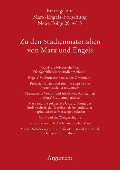 Zu den Studienmaterialien von Marx und Engels  Beiträge zur Marx-Engels-Forsch..