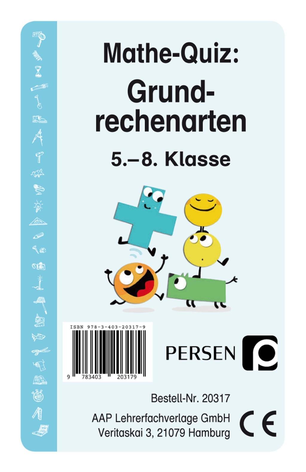 MATHE-QUIZ: GRUNDRECHENARTEN 5. bis 8. Klasse Mathe-Quiz EUR 11,16