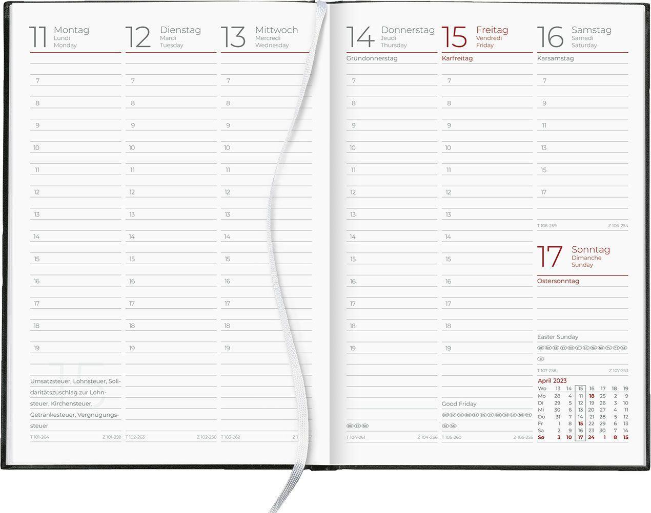 Wochenbuch schwarz 2022 ... Bürokalender 14,6x21 cm 1 Woche auf 2 Seiten