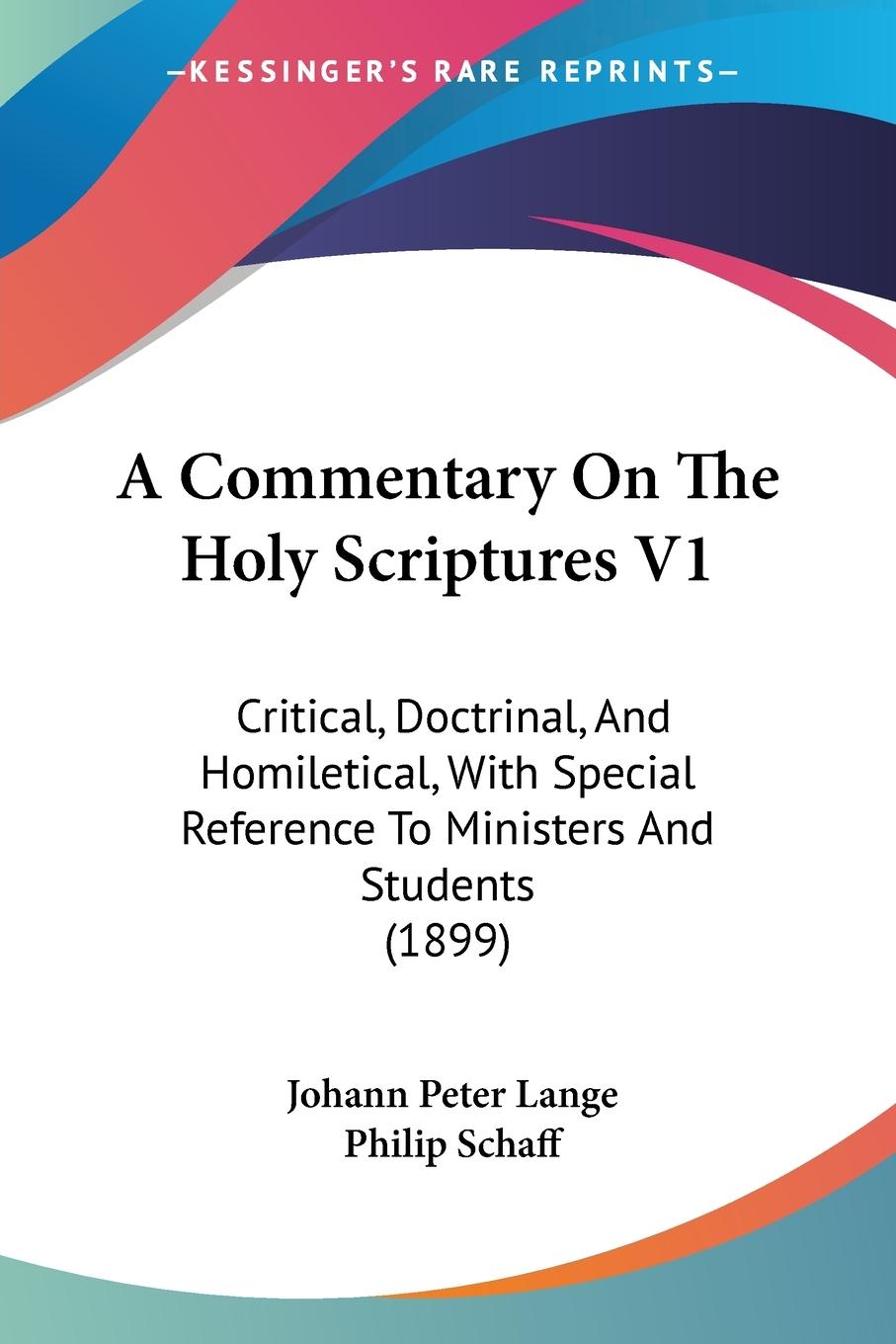 A Commentary On The Holy Scriptures V1 - Lange, Johann Peter