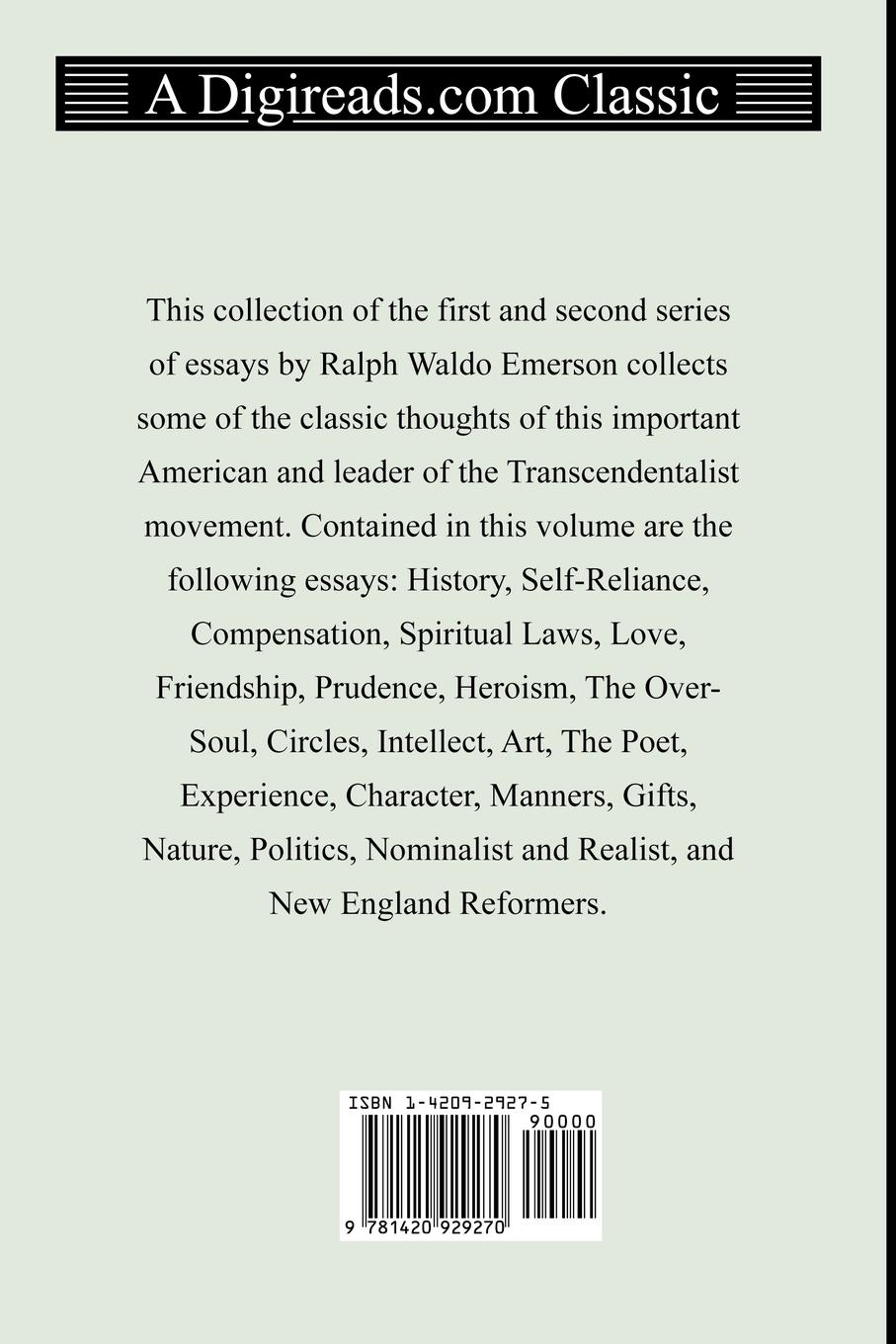 Essays - Emerson, Ralph Waldo