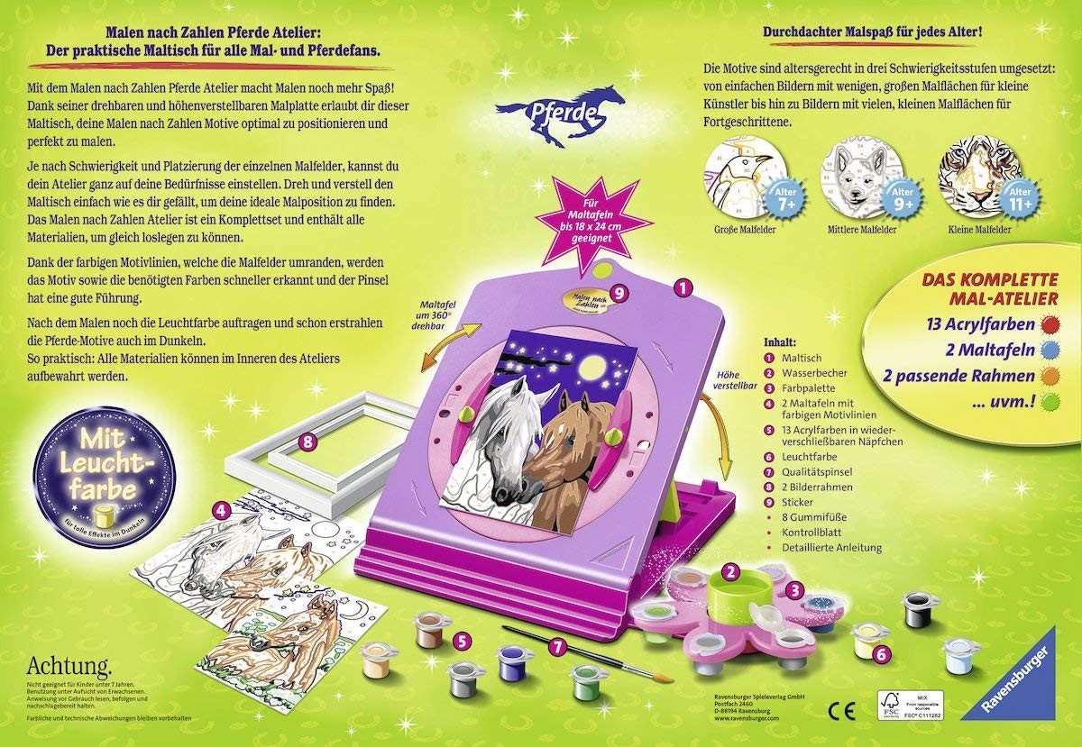 Ravensburger Malen nach Zahlen Atelier Pferde Komplettset 28507 
