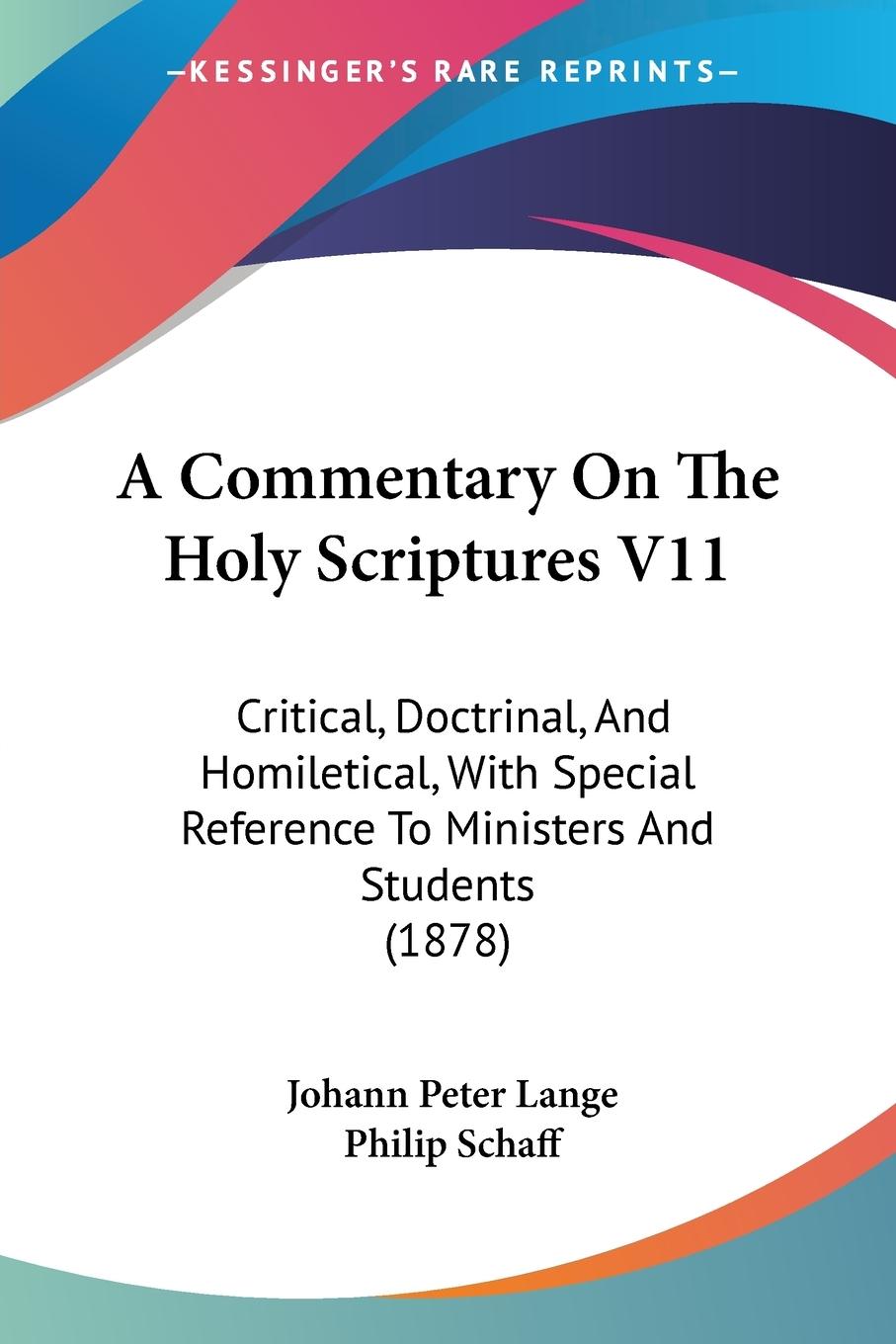 A Commentary On The Holy Scriptures V11 - Lange, Johann Peter