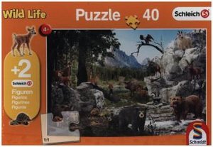 40 Teile Schmidt Spiele Kinder Puzzle Schleich Tiere des Waldes mit Figur 56239 