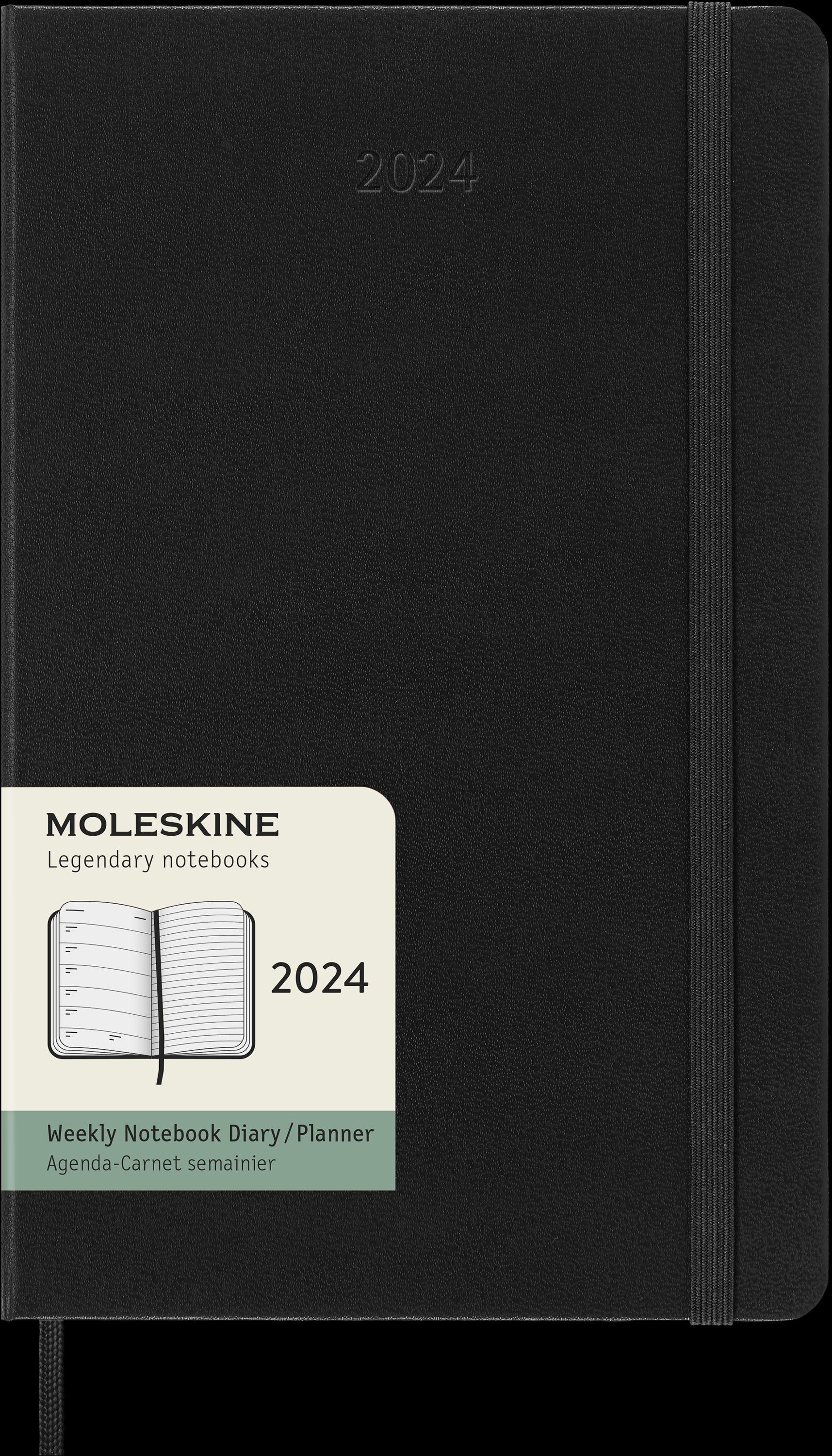 Moleskine 12 Monate Wochen Notizkalender 2024, Large/A5, Schwarz