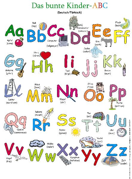 Das Bunte Kinder Abc Poster Deutsch Turkisch 6 99