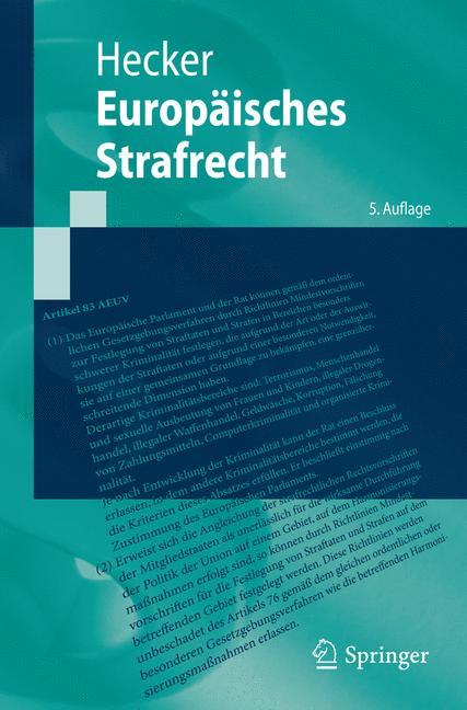 Europäisches Strafrecht Bernd Hecker Springer-Lehrbuch - Bernd Hecker