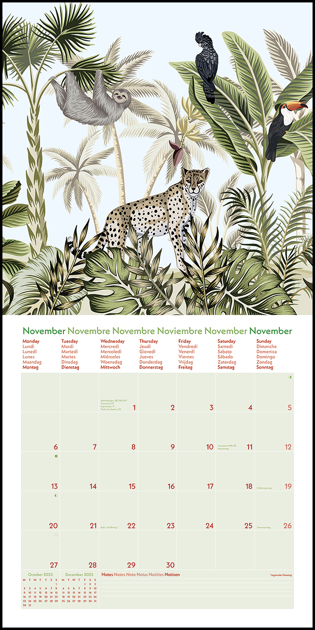 Broschüren-Kalender Wand-Kalender 30x30-30x60 geöffnet GreenLine Jungle 2021 