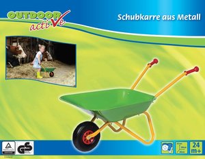 Toy Company 13387 Kinder-Schubkarre mit Metall-Wanne Metallschubkarre grün/gelb 