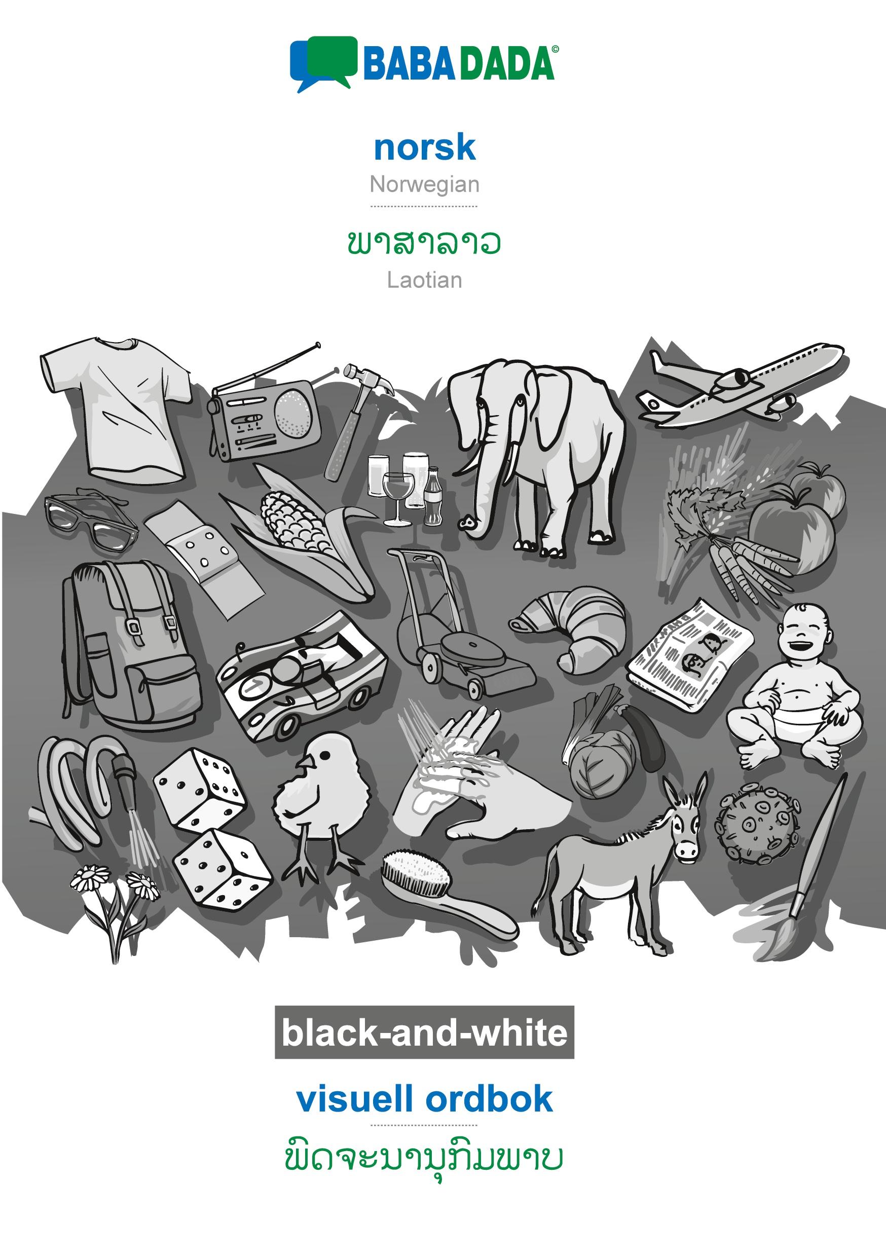 BABADADA black-and-white, norsk - Laotian (in lao script), visuell ordbok - visual dictionary (in lao script) - Babadada Gmbh