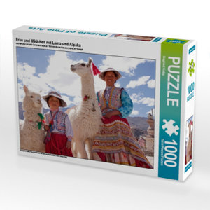 CALVENDO Puzzle „Beschnuppern Zweier Alpakas“ – 1000 Teile, Fertige Größe 64 X 48 Cm, Premium-Qualität Aus Europa