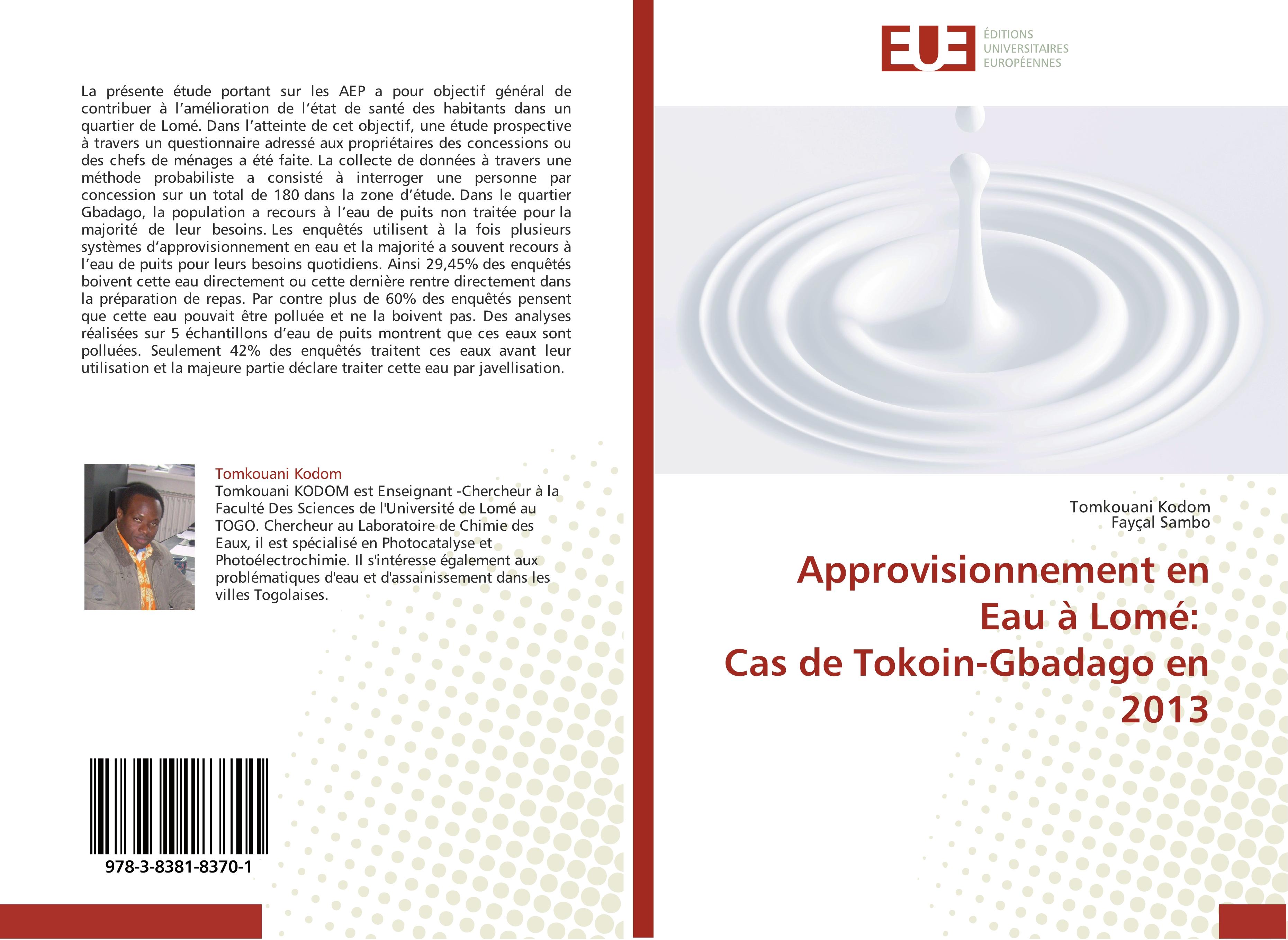 Approvisionnement en Eau à Lomé: Cas de Tokoin-Gbadago en 2013 - Tomkouani Kodom Fayçal Sambo