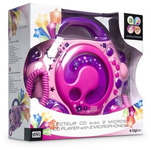 Tragbarer CD-Player CD47 mit 2 Mikrofonen - rosa/pink