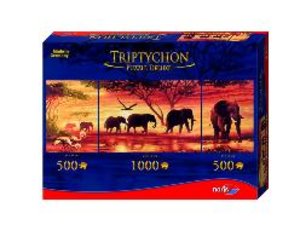 Noris 606031003 - Elefantenkarawane, Tript. Puzzle, 2000 Teile