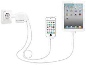 Power:Split ( Aufsatz mit 2 USB Anschlüssen für das originale iPad Ladegerät) für Apple iPad in weiß