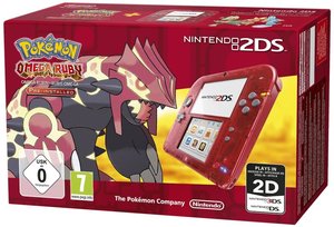 Nintendo 2DS - Konsole - Transparent Rot inklusive  Pokemon Omega Rubin (vorinstalliert)