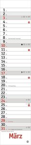Langplaner mini rot 2024. Praktischer Streifenkalender fürs Büro. Kleiner Wandkalender mit genug Platz für Eintragungen. Terminkalender 2024. 7 x 33 cm