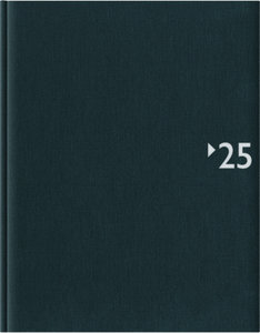 Wochenbuch anthrazit 2025 - Bürokalender 21x26,5 cm - 1 Woche auf 2 Seiten - mit Registerschnitt und Fadensiegelung - Notizbuch - 739-2621
