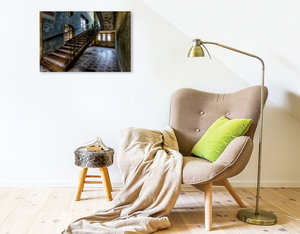 Premium Textil-Leinwand 75 cm x 50 cm quer Lost Place - Treppe