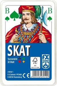 Klassisches Skatspiel, Offizielle Turnierkarte des DSkV, 32 Karten in Klarsicht-Box