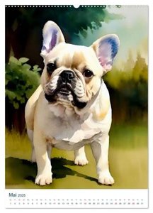 Französische Bulldoggen. Kunstvoll gestaltete Portraits (Wandkalender 2025 DIN A2 hoch), CALVENDO Monatskalender
