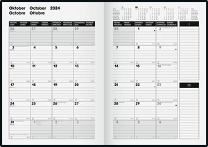 Monatskalender, Buchkalender, 2024, TimeCenter, Baladek-Einband, schwarz