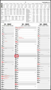 3-Monatskalender Streifenplaner 2023 - Büro-Kalender 33x58,8 cm (geöffnet) - mit Datumsschieber - Zettler - 955-0011
