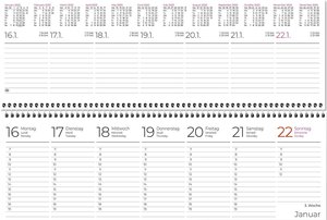 Tischquerkalender blau 2023 - 29,6x9,9 cm - 1 Woche auf 2 Seiten - Stundeneinteilung 7 - 19 Uhr - inkl. Jahresübersicht - Bürokalender - 116-0015