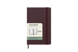 Moleskine 12 Monate Wochen Notizkalender 2024, Pocket/A6, Burgundrot