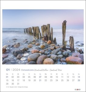Ostseeküste Postkartenkalender 2024. Die Landschaft der Ostsee in einem dekorativen Fotokalender. Kleiner Kalender zum Aufstellen und Aufhängen mit heraustrennbaren Postkarten.