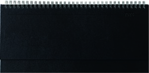 Tisch-Querkalender Balacron schwarz 2024 - Büro-Planer 29,7x13,5 cm - mit Registerschnitt - Tisch-Kalender - verlängerte Rückwand - 1 Woche 2 Seiten