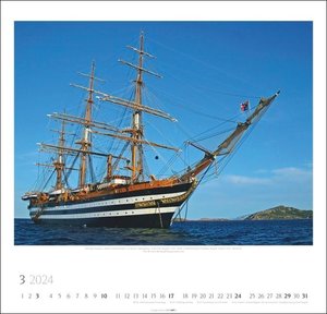 Tall Ships Kalender 2024. Großartige Fotos majestätischer Segelschiffe in einem großen Wandkalender. Das Querformat bringt die Windjammer in diesem großen Kalender perfekt zur Geltung.