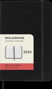 Moleskine 12 Monate Tageskalender 2024, Pocket/A6, Schwarz