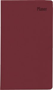 Zettler - Taschenplaner 2025 bordeaux, 9,5x16cm, Taschenkalender mit 112 Seiten in Kunststoffhülle, 1 Woche auf 2 Seiten, separates Adressheft, 8- Wochenübersicht, Mondphasen und deutsches Kalendarium