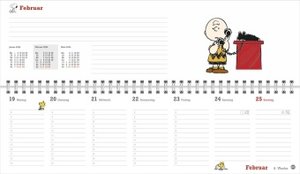 Peanuts Wochenquerplaner 2024. Kultiger Tischkalender für den Arbeitsplatz. Spiral-Kalender mit Snoopy, Charlie Brown und Co. Wochenplaner 2024 quer.