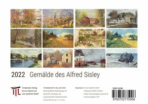 Gemälde des Alfred Sisley 2022 - Timokrates Kalender, Tischkalender, Bildkalender - DIN A5 (21 x 15 cm)
