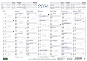 Tafelkalender A4 2024. Praktischer Jahresplaner für den Schreibtisch oder an der Wand. Terminkalender mit Vorder- und Rückseite. Jahreskalender zum Eintragen.