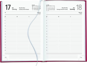 Buchkalender rot 2025 - Bürokalender 14,5x21 cm - 1 Tag auf 1 Seite - Kartoneinband, Recyclingpapier - Stundeneinteilung 7 - 19 Uhr - 876-0711