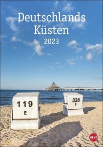 Deutschlands Küsten Kalender 2023. Fotokalender deutscher Strände mit Platz für Notizen. Terminplaner und Blickfang. Naturkalender mit hochwertigen Fotos.