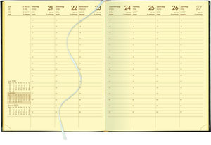 Wochenbuch Leder schwarz 2025 - 1W/2S - 21x26,5 - mit Eckperforation und Fadensiegelung - Büro-Kalender - 728-2120