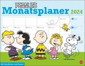 Peanuts Monatsplaner 2024. Praktischer Wandplaner mit den bekannten Peanuts-Comics. Kultiger Wandkalender zum Eintragen. Terminkalender mit lustigen Bildergeschichten.