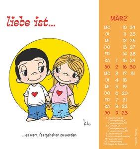Alpha Edition - liebe ist...2025 Postkartenkalender, 16x17cm, Wandkalender mit Postkarten zum Heraustrennen, mit Aufsteller und deutschem Kalendarium