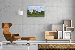 Premium Textil-Leinwand 90 cm x 60 cm quer Wasserburg Gemen in Borken-Gemen