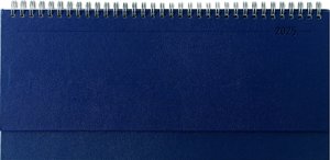 Tisch-Querkalender Balacron blau 2025 - Büro-Planer 29,7x13,5 cm - mit Registerschnitt - Tisch-Kalender - verlängerte Rückwand - 1 Woche 2 Seiten
