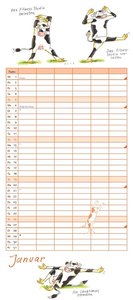 Yoga für Kühe Familienplaner 2025 – Wandkalender – Familien-Kalender mit 6 Spalten – Format 22 x 49,5 cm