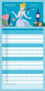 Pyramid - Disney Princess 2025 Familienplaner, 30x30cm, Familienkalender für Disney Princess Fans, Planer mit 6 Terminspalten und Sticker Sheet, nachhaltig nur mit Papierumschlag