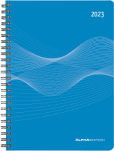 Wochenplaner PP-Einband blau 2023 - Büro-Kalender A5 - Cheftimer - blue - Ringbindung - 1 Woche 2 Seiten - 128 Seiten - Alpha Edition