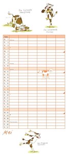 Yoga für Kühe Familienplaner 2025 – Wandkalender – Familien-Kalender mit 6 Spalten – Format 22 x 49,5 cm
